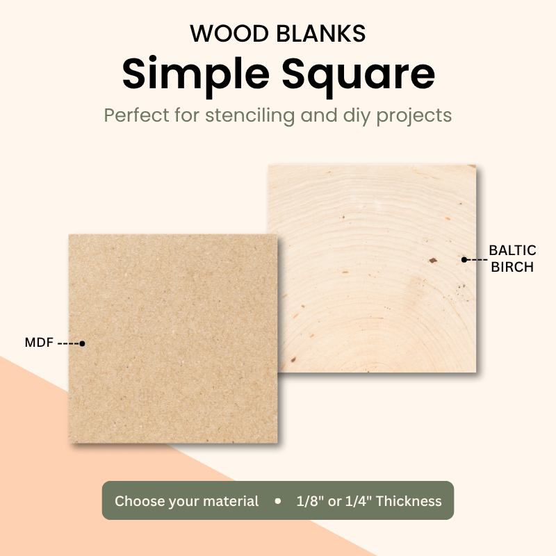 Wood blanks simple square, MDF or birch – WallCutz