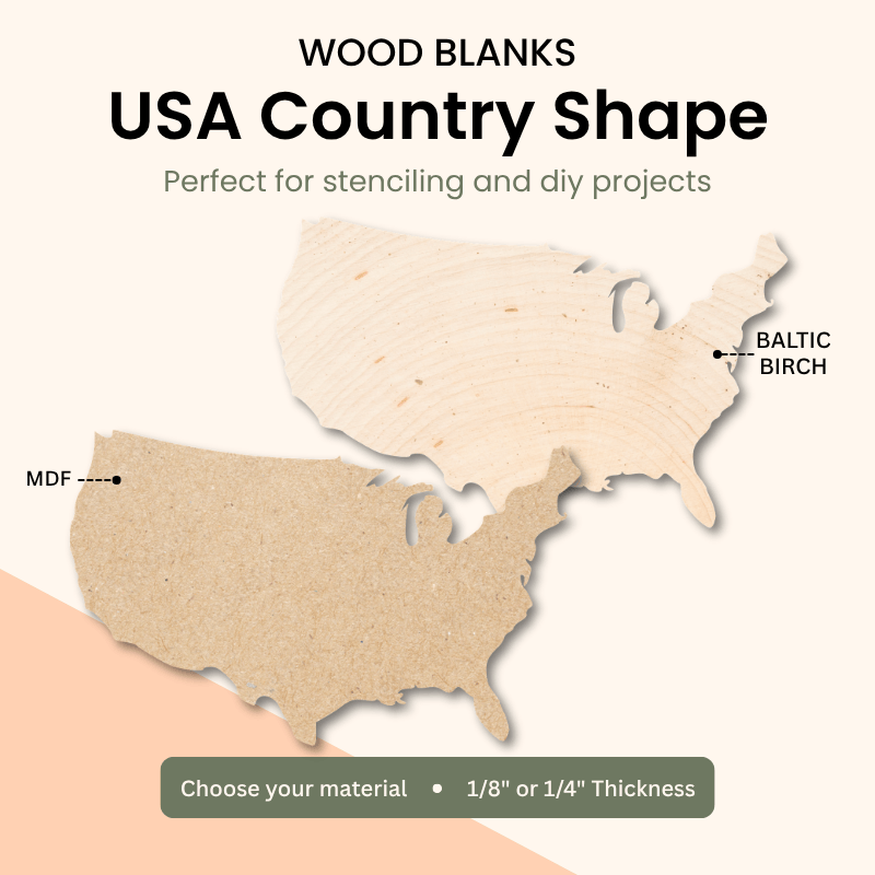 Wood blanks USA country shape, MDF or birch – WallCutz