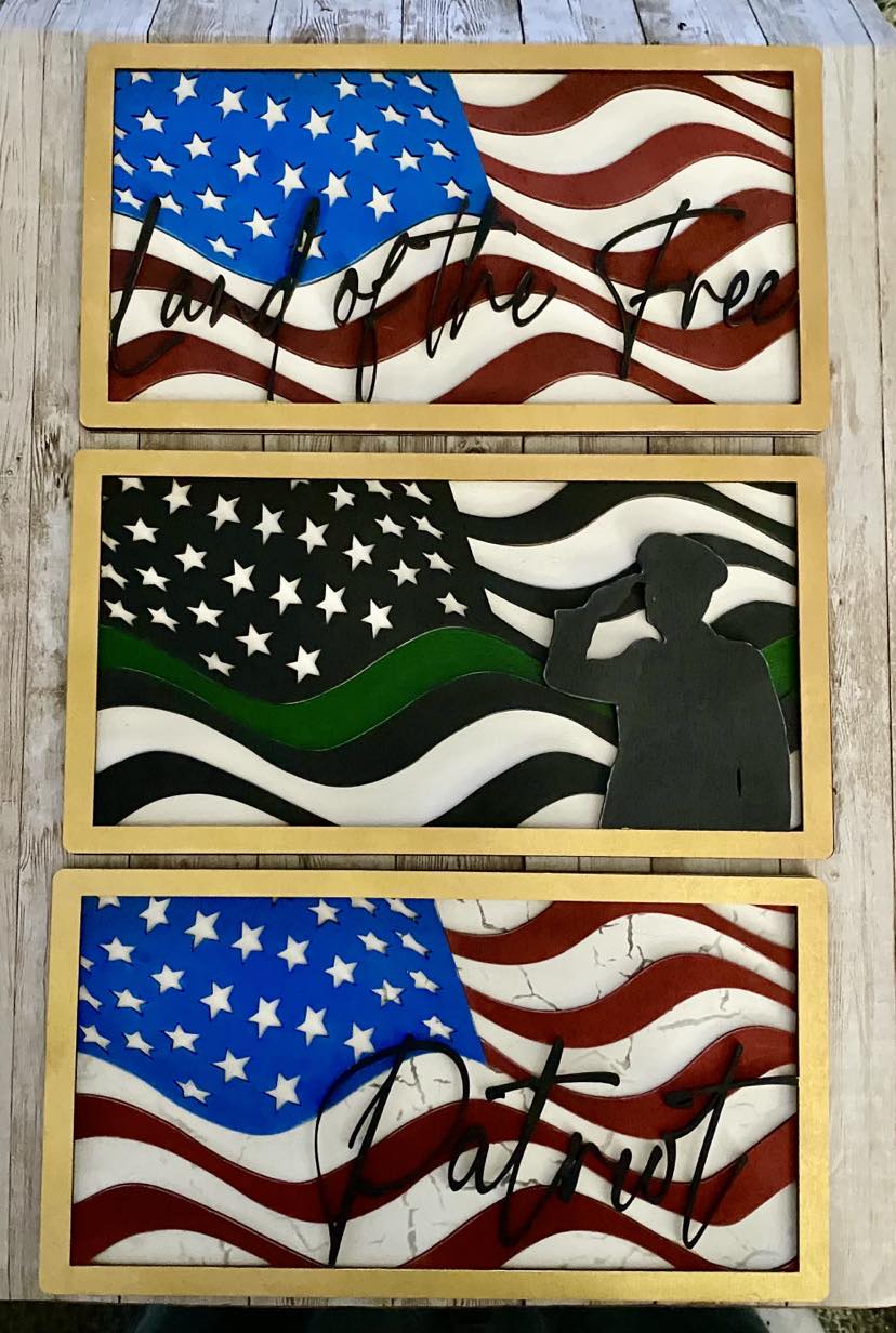 WOOD KIT / Laser Cut American Flag| WallCutz Crafts