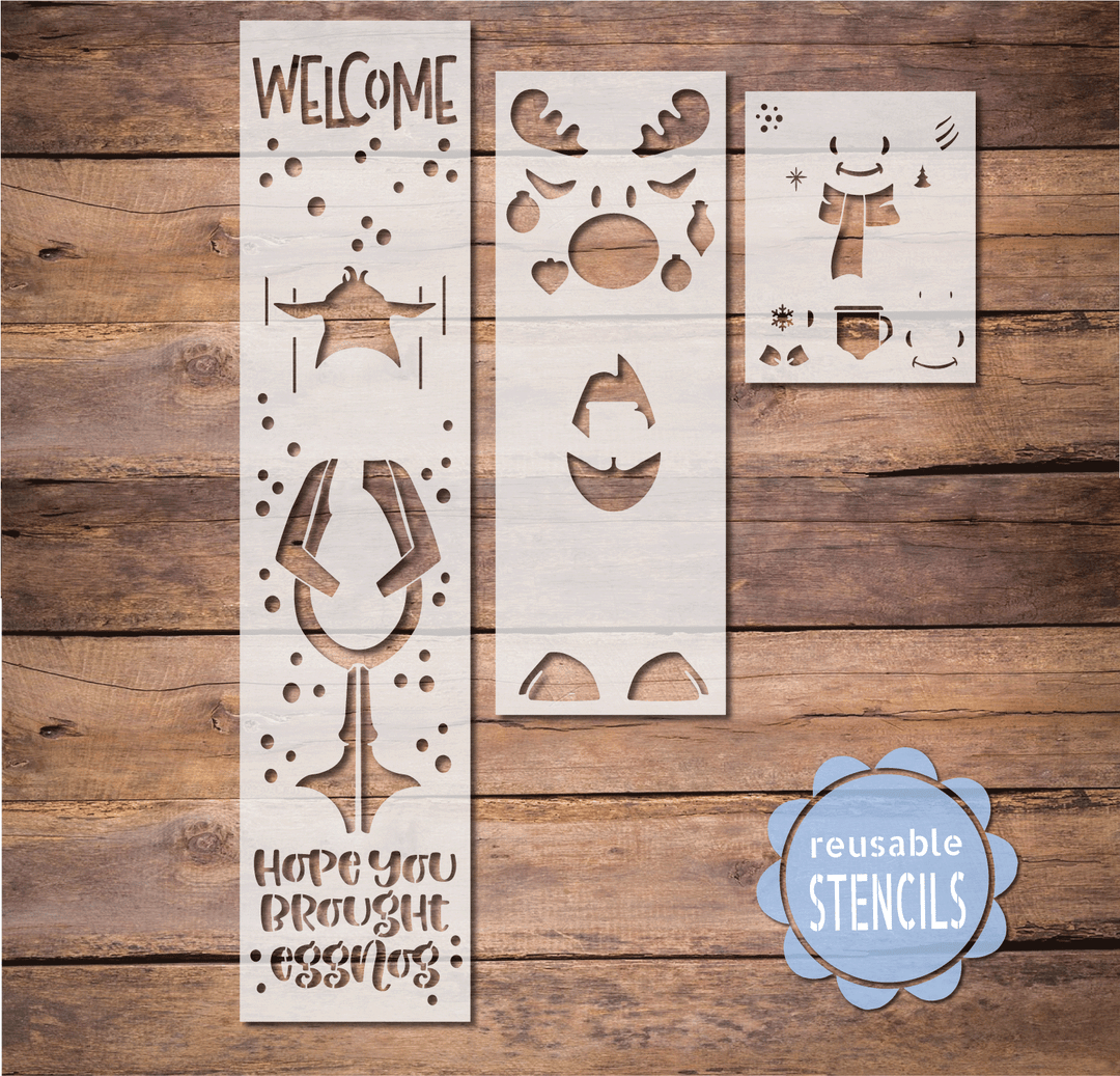 WallCutz  Welcome Christmas Moose / Reusable Stencil Stencil