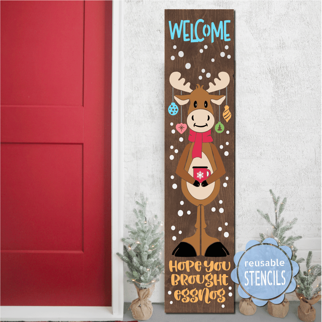 WallCutz  Welcome Christmas Moose / Reusable Stencil Stencil
