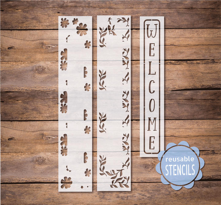 WallCutz  Welcome Flower Border / Reusable Stencil Stencil