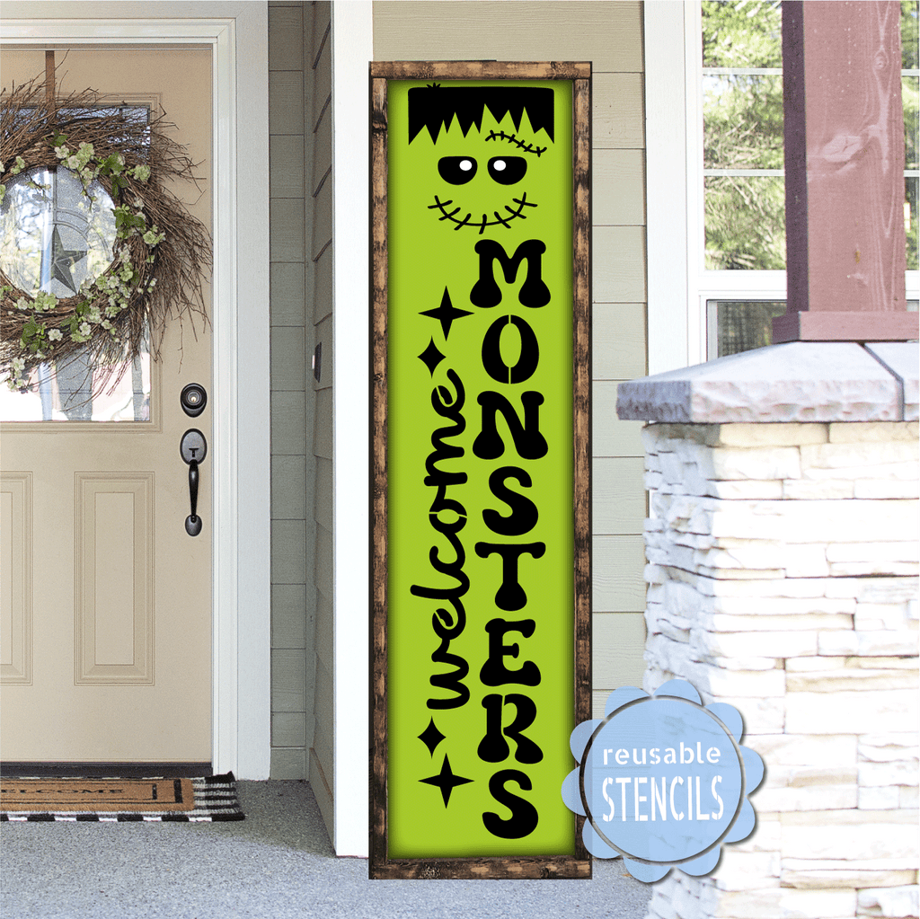 monsters inc stencils Welcome Monsters / Reusable Stencil – WallCutz Crafts
