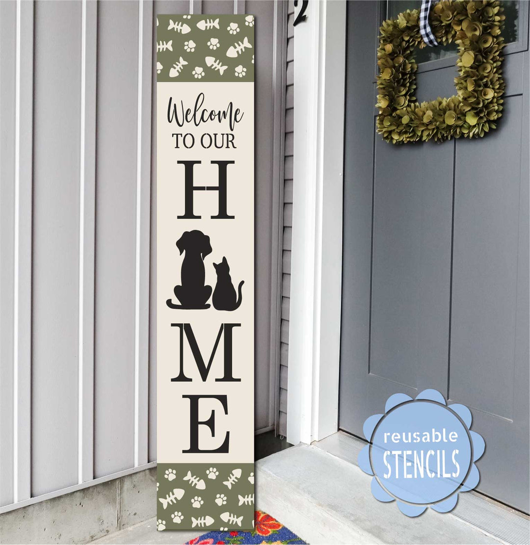 WallCutz  Welcome to our Home / Dog and Cat Stencil Stencil
