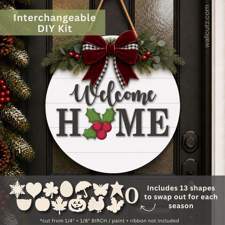 Welcome Home Interchangeable Seasonal Door Hanger – Wood Kit