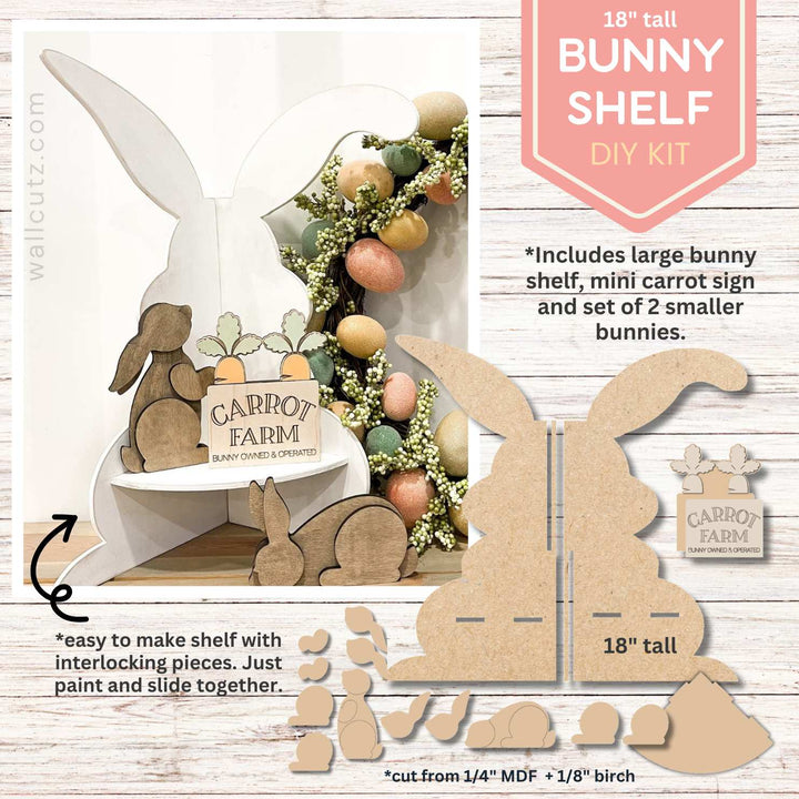 WallCutz  Wood Bunny Shelf / Easter Project Kit Wood Kit