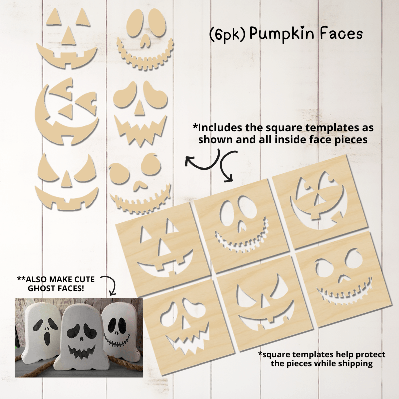 WallCutz  Wood Cut-Outs / Pumpkin Faces 6pk Wood Kit