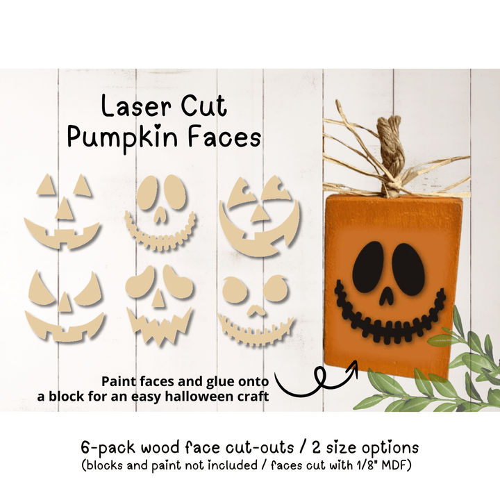 WallCutz  Wood Cut-Outs / Pumpkin Faces 6pk Wood Kit
