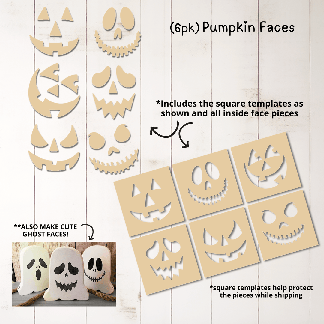 WallCutz  Wood Cut-Outs / Pumpkin Faces 6pk Wood Kit