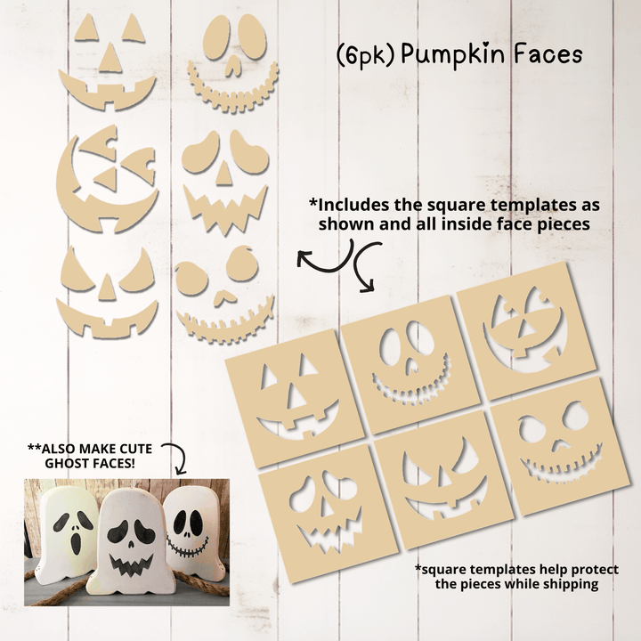 WallCutz  Wood Cut-Outs / Pumpkin Faces 6pk Wood Kit
