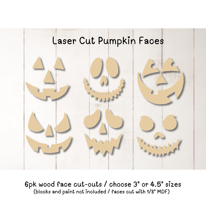 WallCutz  Wood Cut-Outs / Pumpkin Faces 6pk Wood Kit