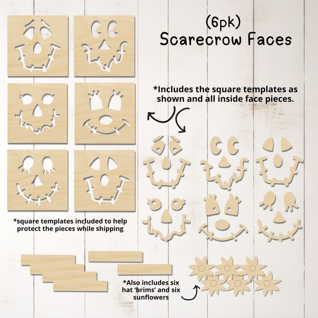 WallCutz  Wood Cut-Outs / Scarecrow Faces 6pk Wood Kit