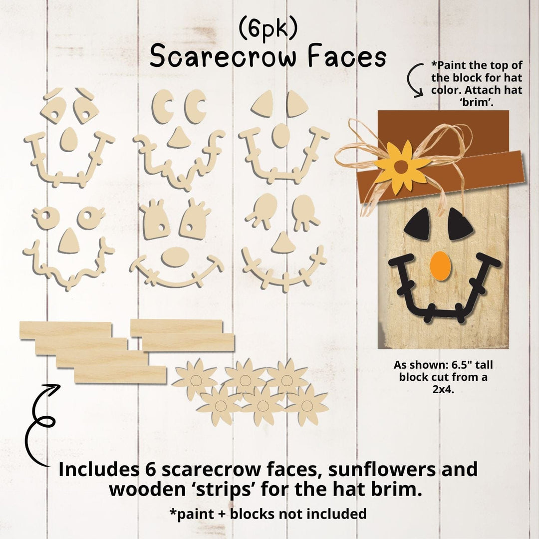 WallCutz  Wood Cut-Outs / Scarecrow Faces 6pk Wood Kit