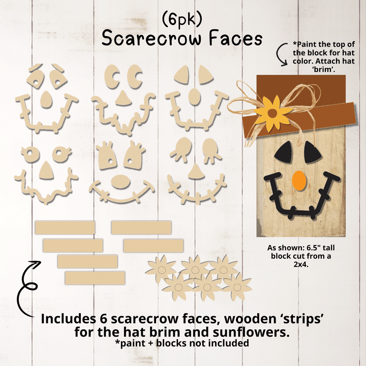 WallCutz  Wood Cut-Outs / Scarecrow Faces 6pk Wood Kit