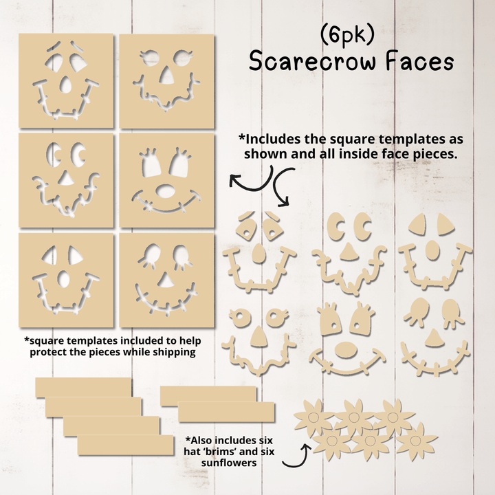 WallCutz  Wood Cut-Outs / Scarecrow Faces 6pk Wood Kit
