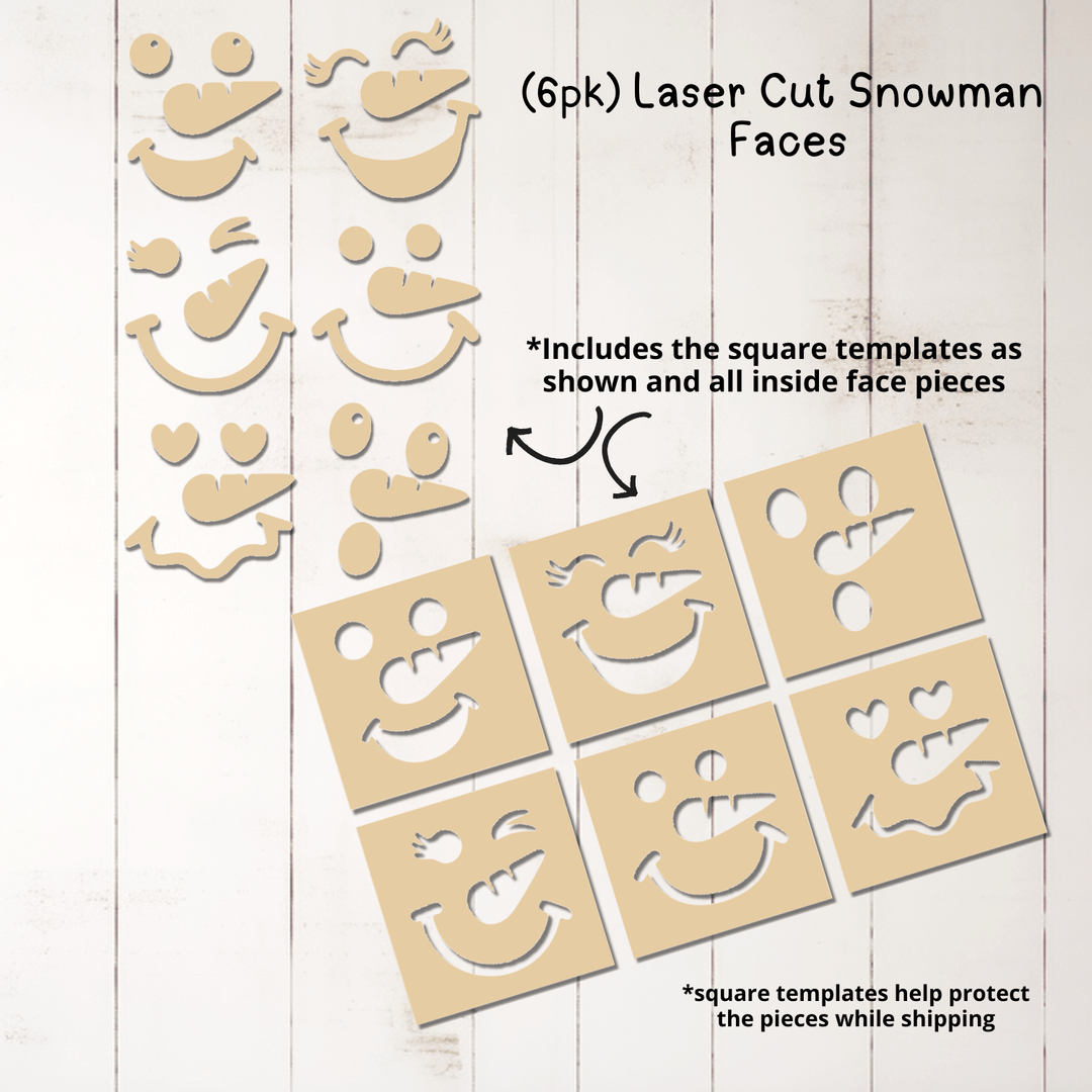 WallCutz  Wood Cut-Outs / Snowman Faces 6pk Wood Kit
