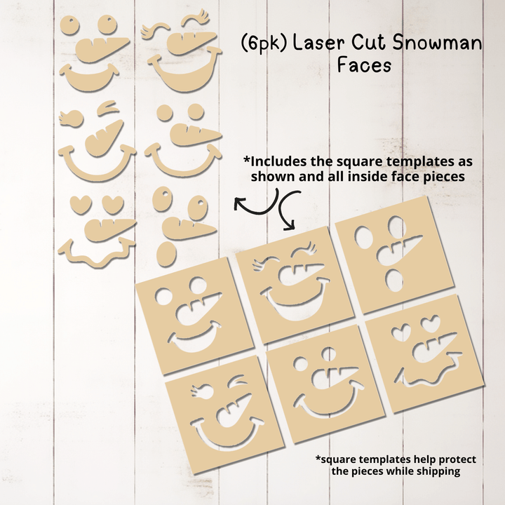 WallCutz  Wood Cut-Outs / Snowman Faces 6pk Wood Kit