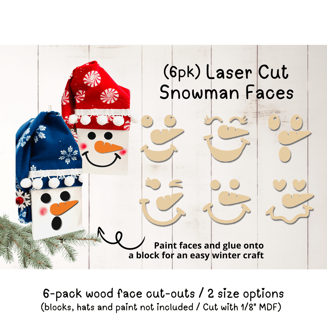 WallCutz  Wood Cut-Outs / Snowman Faces 6pk Wood Kit
