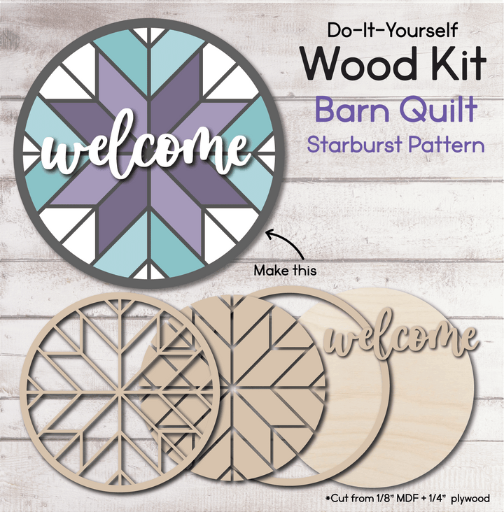 WallCutz  WOOD KIT / Barn Quilt Pattern Starburst Wood Kit
