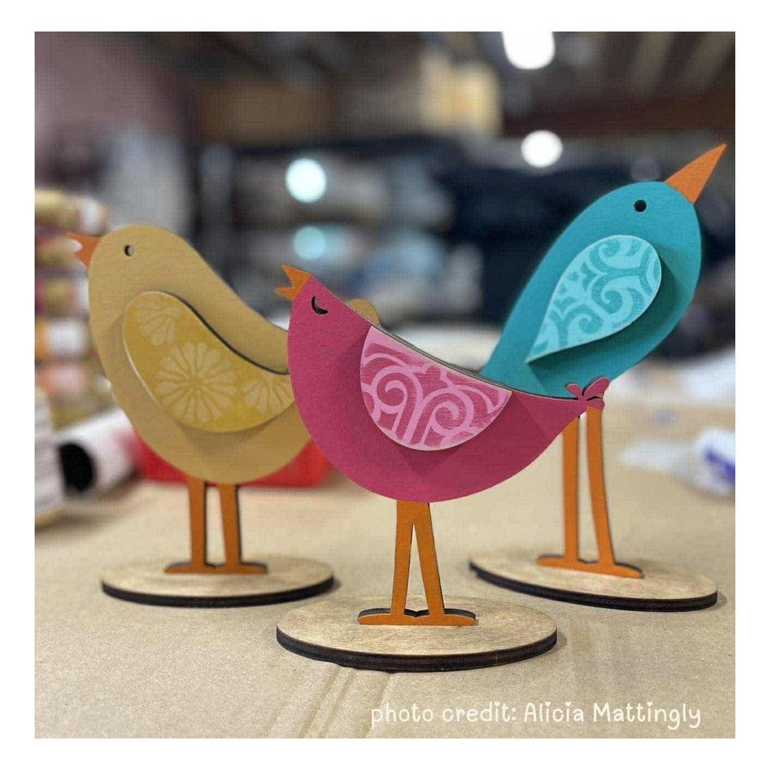 WallCutz  Wood Kit / Bird Trio with Stands (3pk) Wood Kit