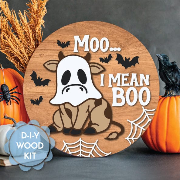 WallCutz  WOOD KIT  / Boo Cow Halloween Door Hanger Kit Wood Kit