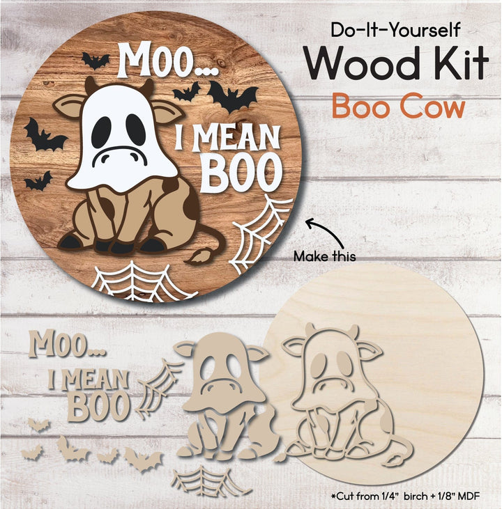 WallCutz  WOOD KIT  / Boo Cow Halloween Door Hanger Kit Wood Kit