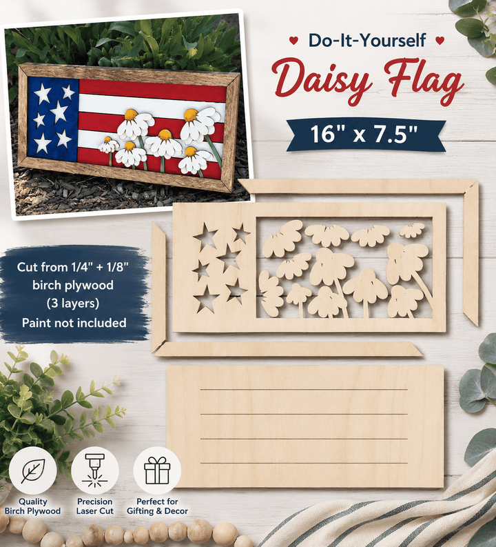 WallCutz  WOOD KIT / Daisy Flag Frame Kit wood kit