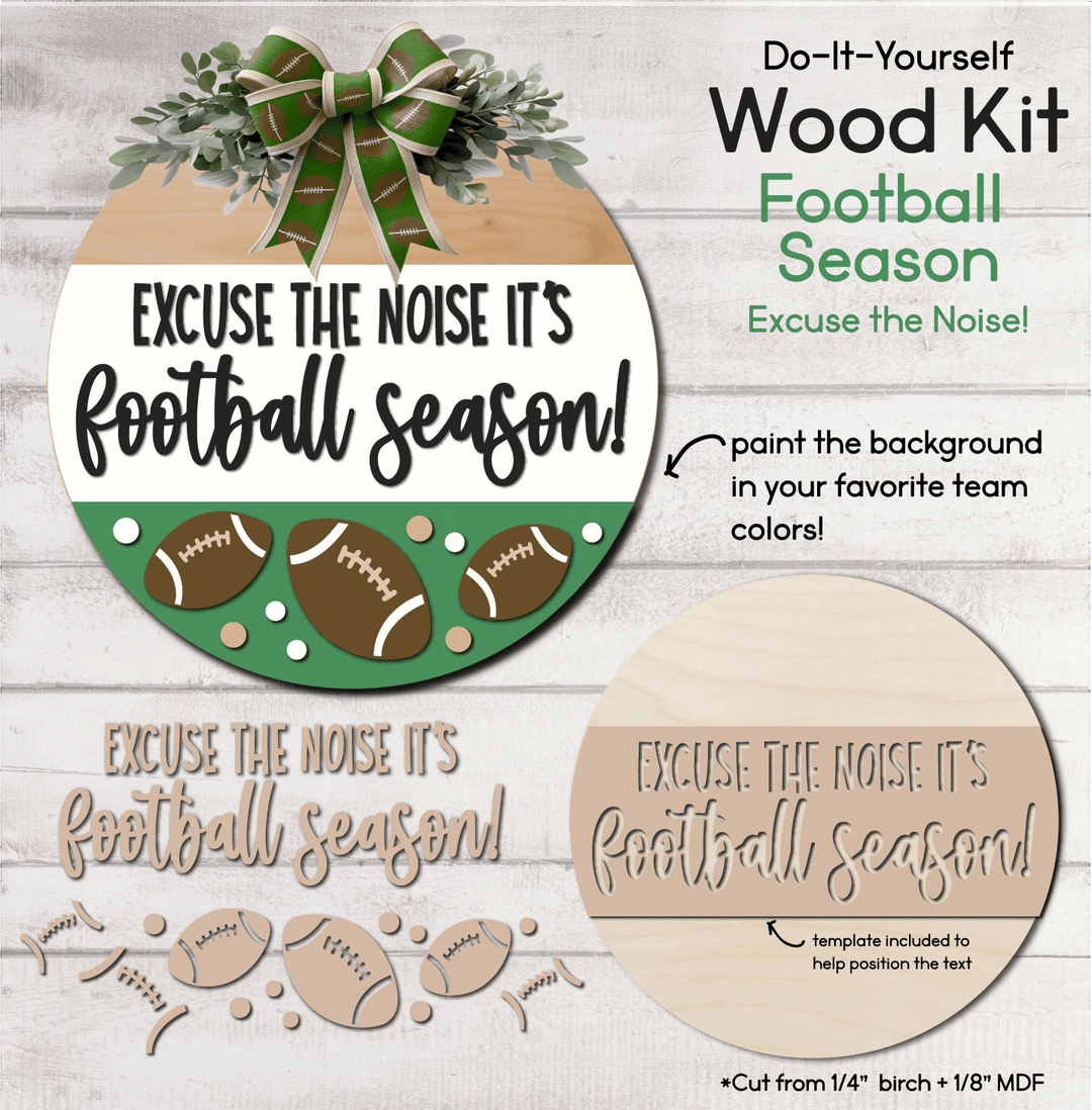 WallCutz  WOOD KIT  / Excuse the Noise / Football Door Hanger Wood Kit