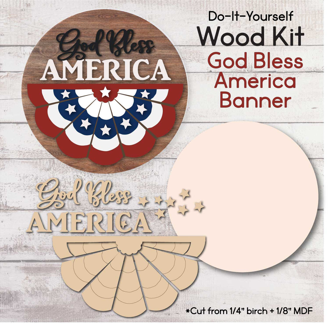 WallCutz  WOOD KIT / God Bless America Banner Wood Kit