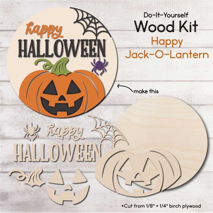 WallCutz  WOOD KIT / Happy Halloween Jack-O-Lantern Wood Kit