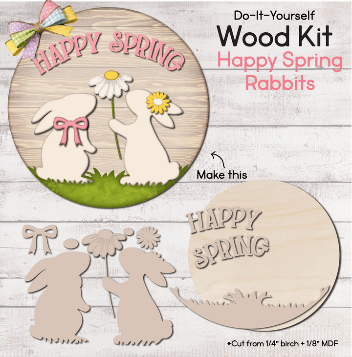 WallCutz  WOOD KIT  / Happy Spring Rabbits Wood Kit