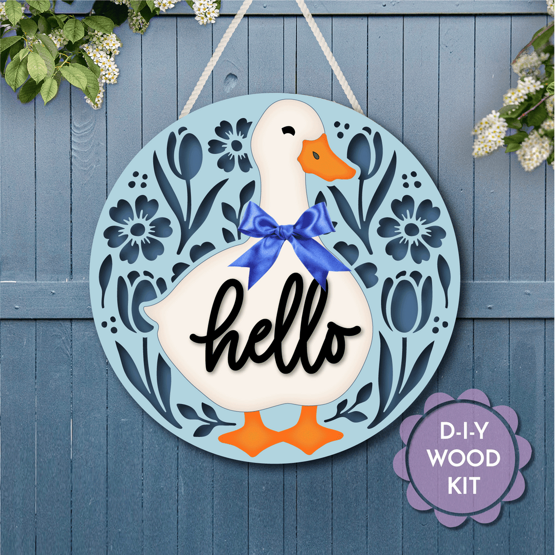 WallCutz  WOOD KIT  / Hello Spring Duck Door Hanger Wood Kit