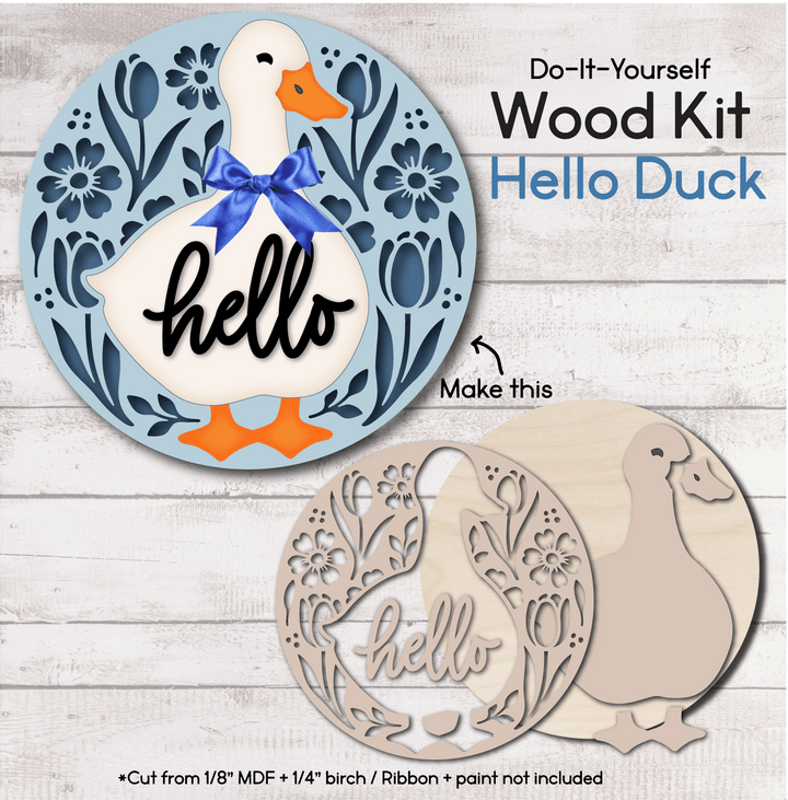 WallCutz  WOOD KIT  / Hello Spring Duck Door Hanger Wood Kit