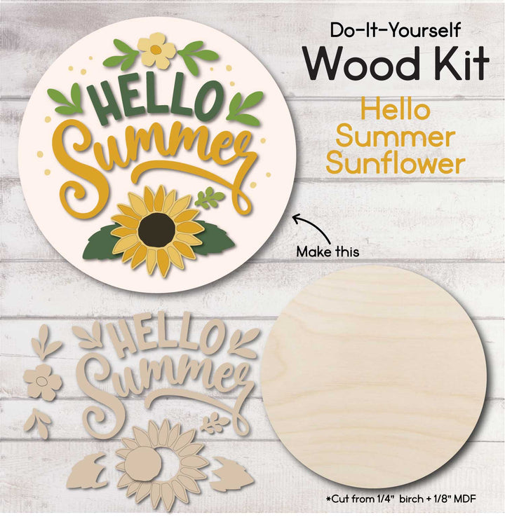 WallCutz  WOOD KIT  / Hello Summer Sunflower Wood Kit