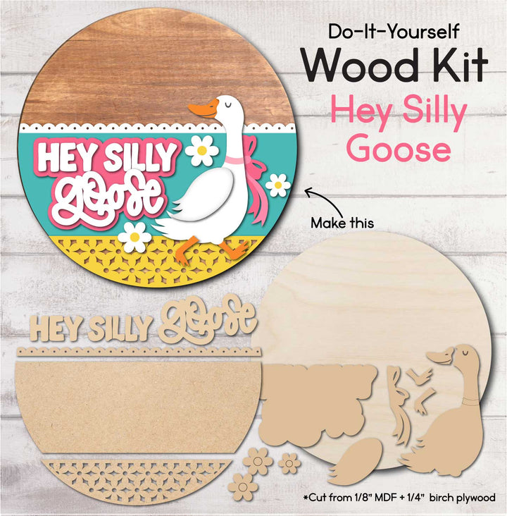 WallCutz  WOOD KIT  / Hey Silly Goose Door Hanger Kit Wood Kit