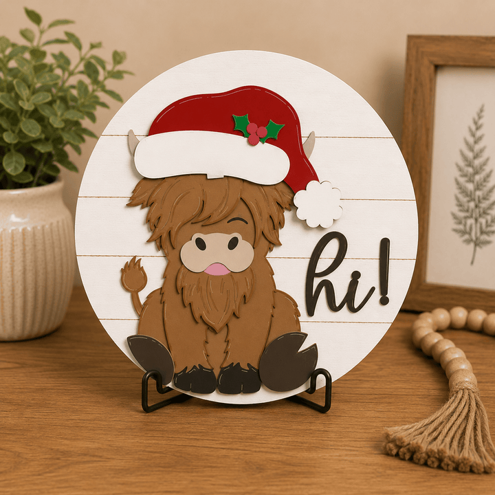 WallCutz  WOOD KIT / Highland Cow with Interchangeable Hats Wood Kit