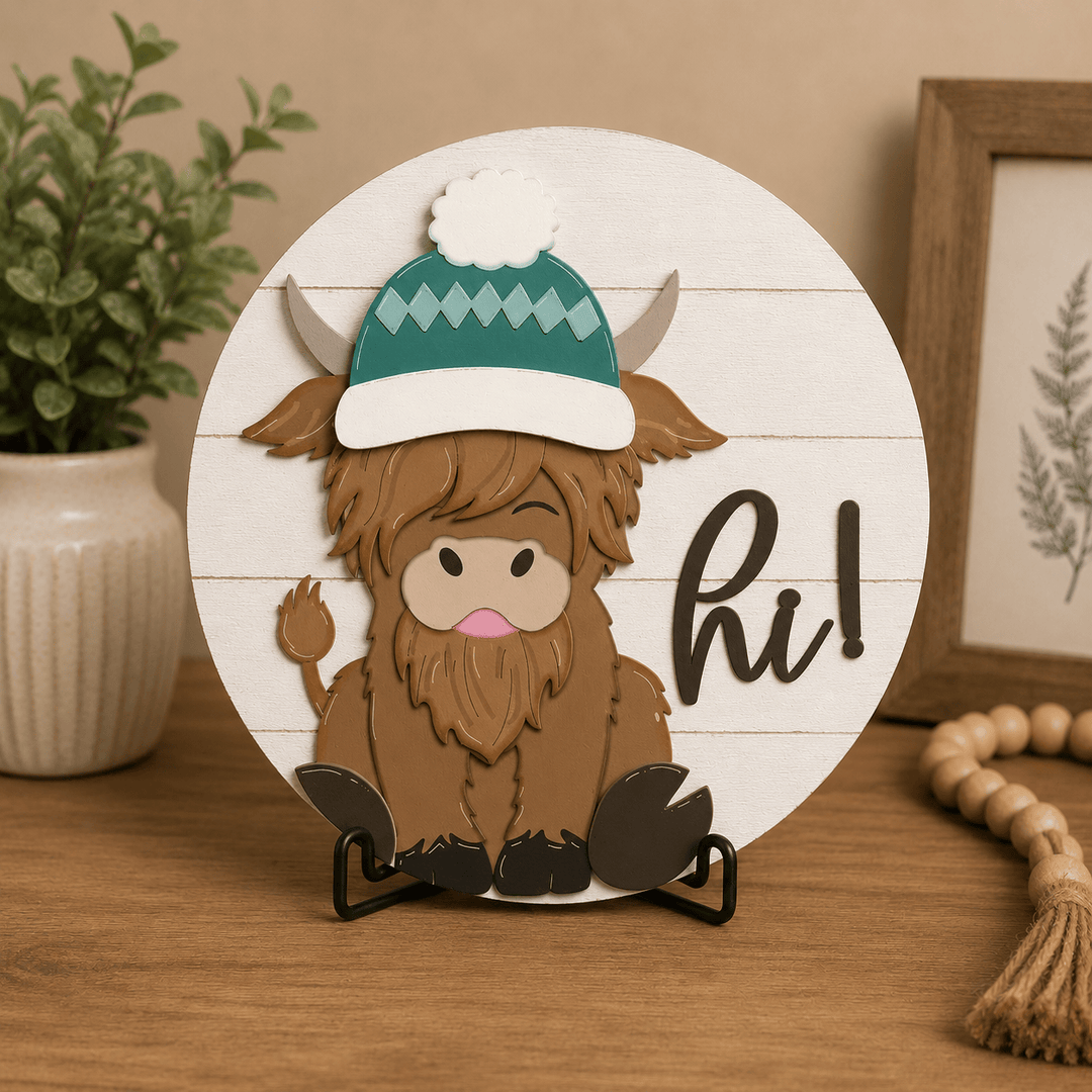 WallCutz  WOOD KIT / Highland Cow with Interchangeable Hats Wood Kit