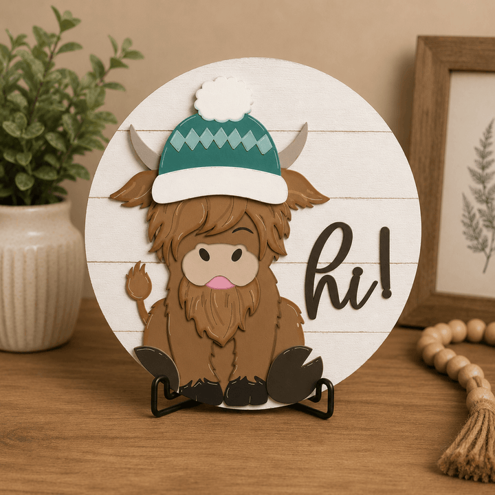 WallCutz  WOOD KIT / Highland Cow with Interchangeable Hats Wood Kit