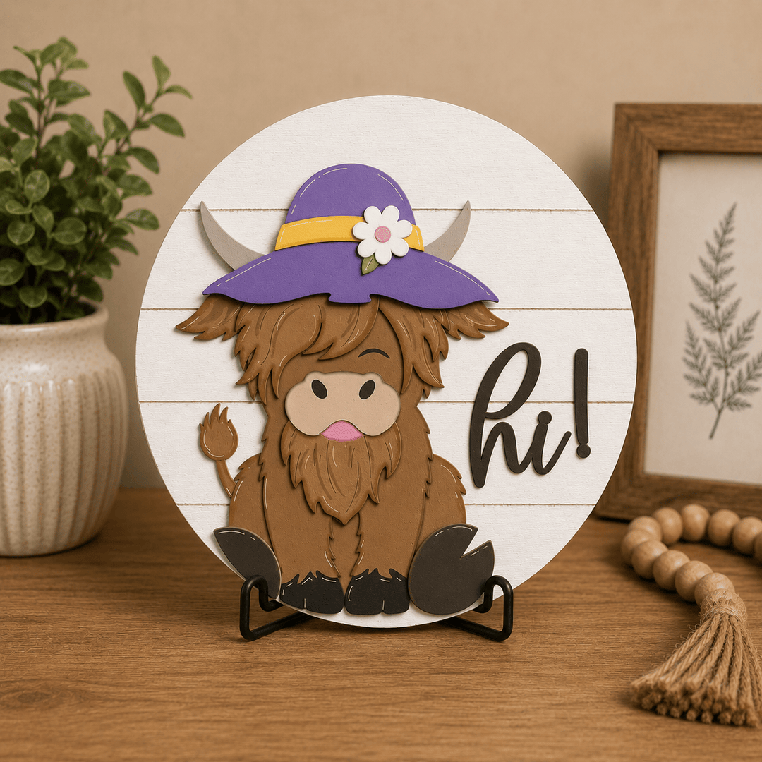 WallCutz  WOOD KIT / Highland Cow with Interchangeable Hats Wood Kit