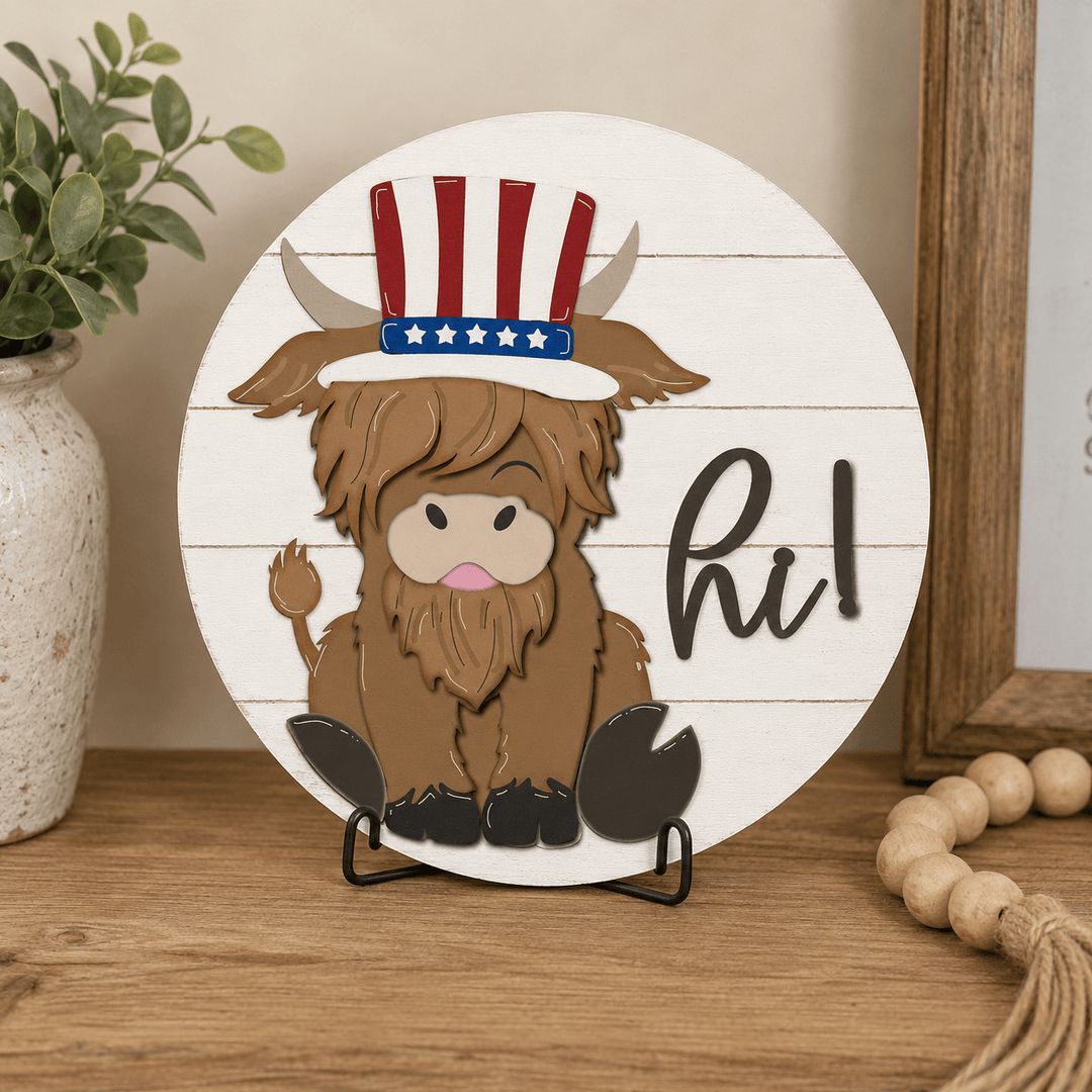 WallCutz  WOOD KIT / Highland Cow with Interchangeable Hats Wood Kit