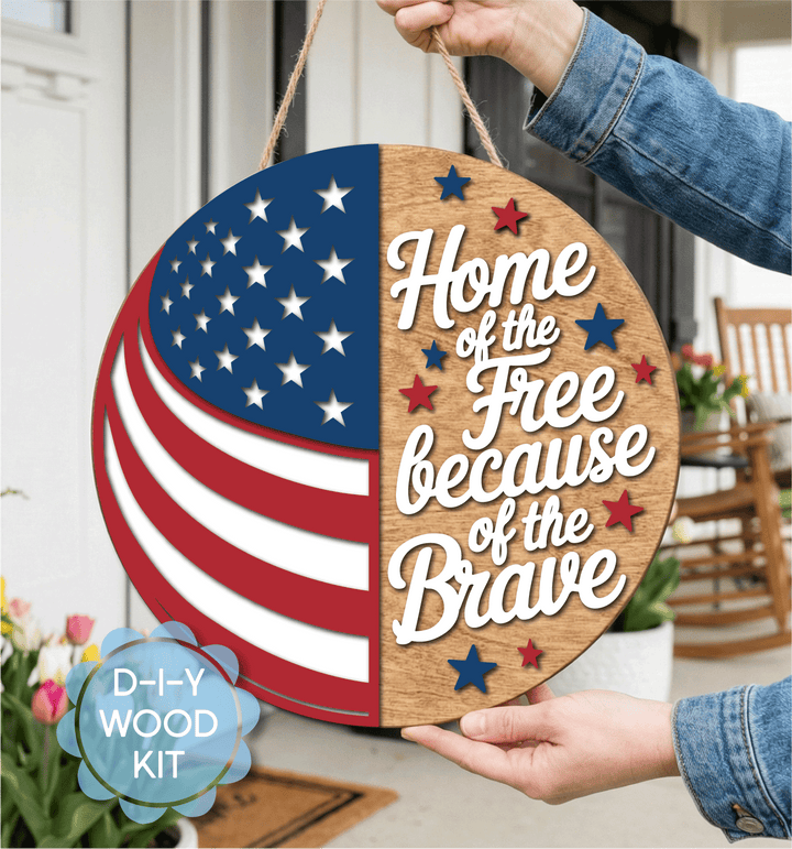 WallCutz  WOOD KIT  / Home of the Free Because of the Brave Wood Kit