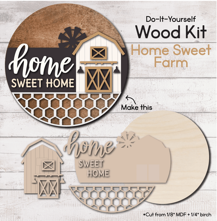 WallCutz  WOOD KIT / Home Sweet Farmhouse Wood Kit