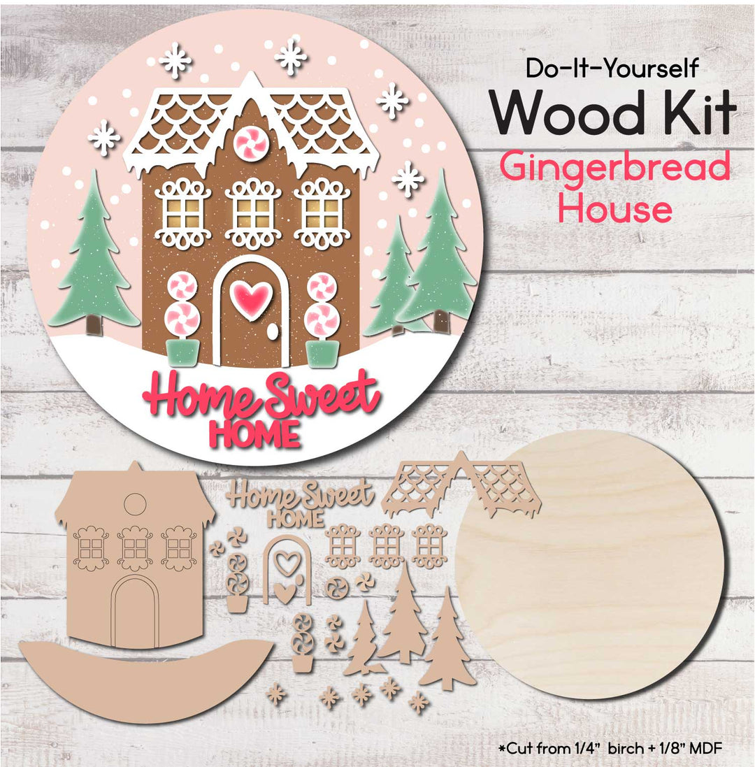 WallCutz  WOOD KIT  / Home Sweet Gingerbread House Wood Kit