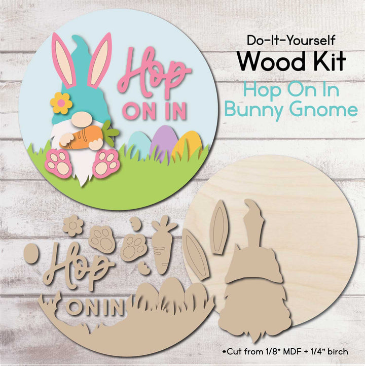 WallCutz  WOOD KIT  / Hop In Easter Gnome Wood Kit