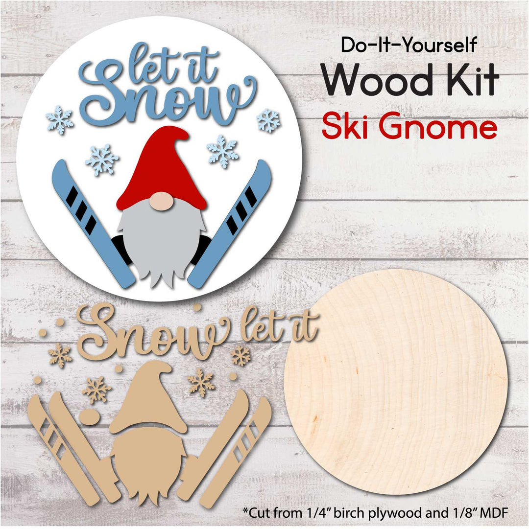 WallCutz  WOOD KIT / Let It Snow Ski Gnome Wood Kit