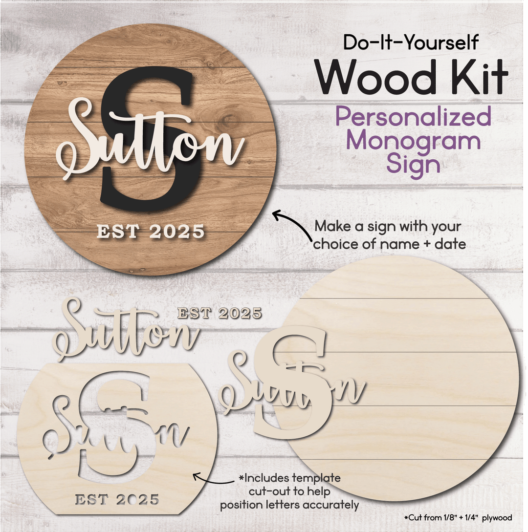 WallCutz  WOOD KIT / Monogram Personalized Name Kit Wood Kit