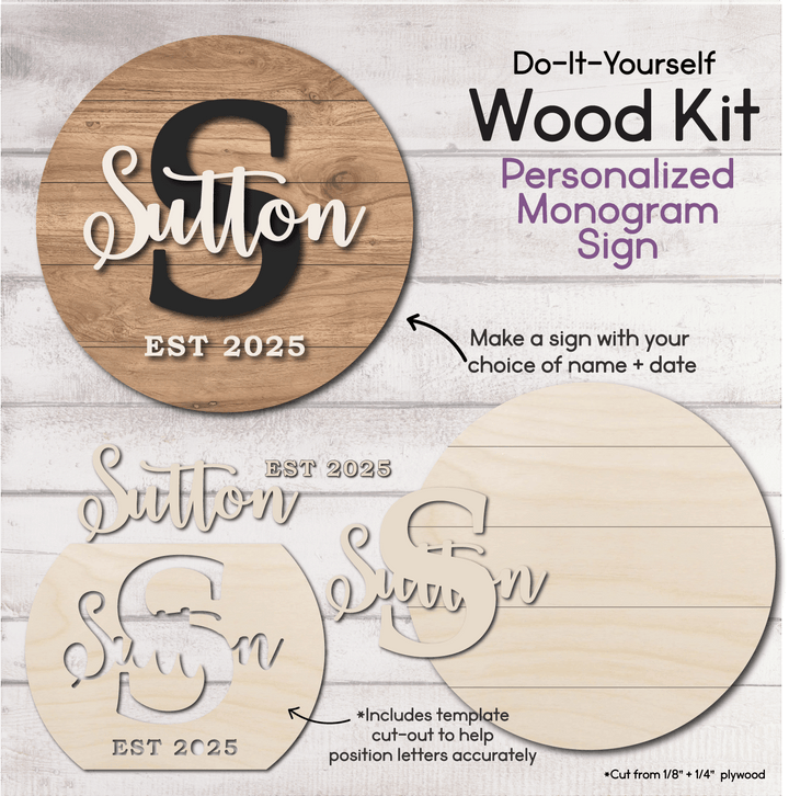 WallCutz  WOOD KIT / Monogram Personalized Name Kit Wood Kit