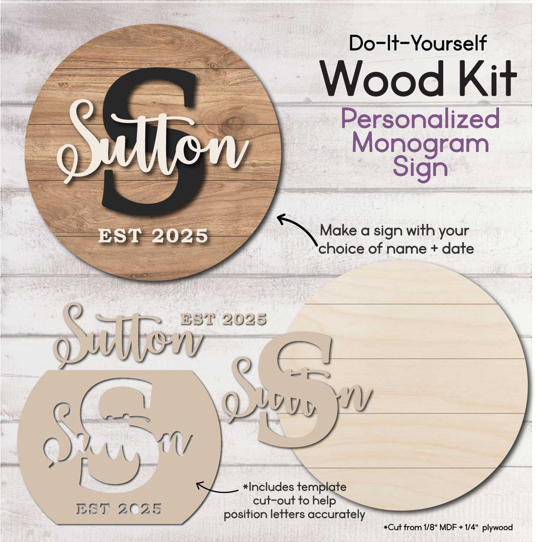 WallCutz  WOOD KIT / Monogram Personalized Name Kit Wood Kit