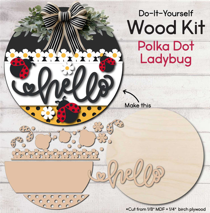 WallCutz  WOOD KIT  / Polka Dot Ladybugs Wood Kit