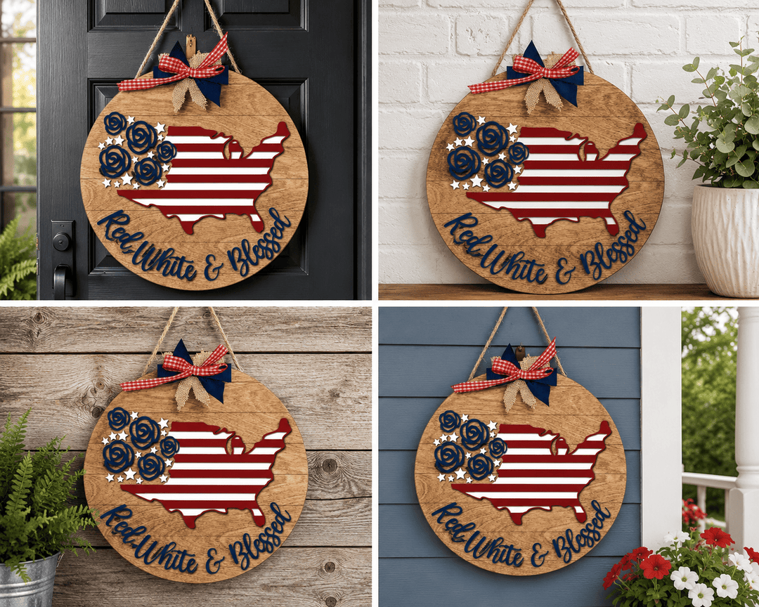 WallCutz  WOOD KIT  / Red White & Blessed Door Hanger Wood Kit